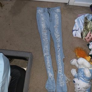 Size 9, fashion nova, high waisted ripped skinny jeans